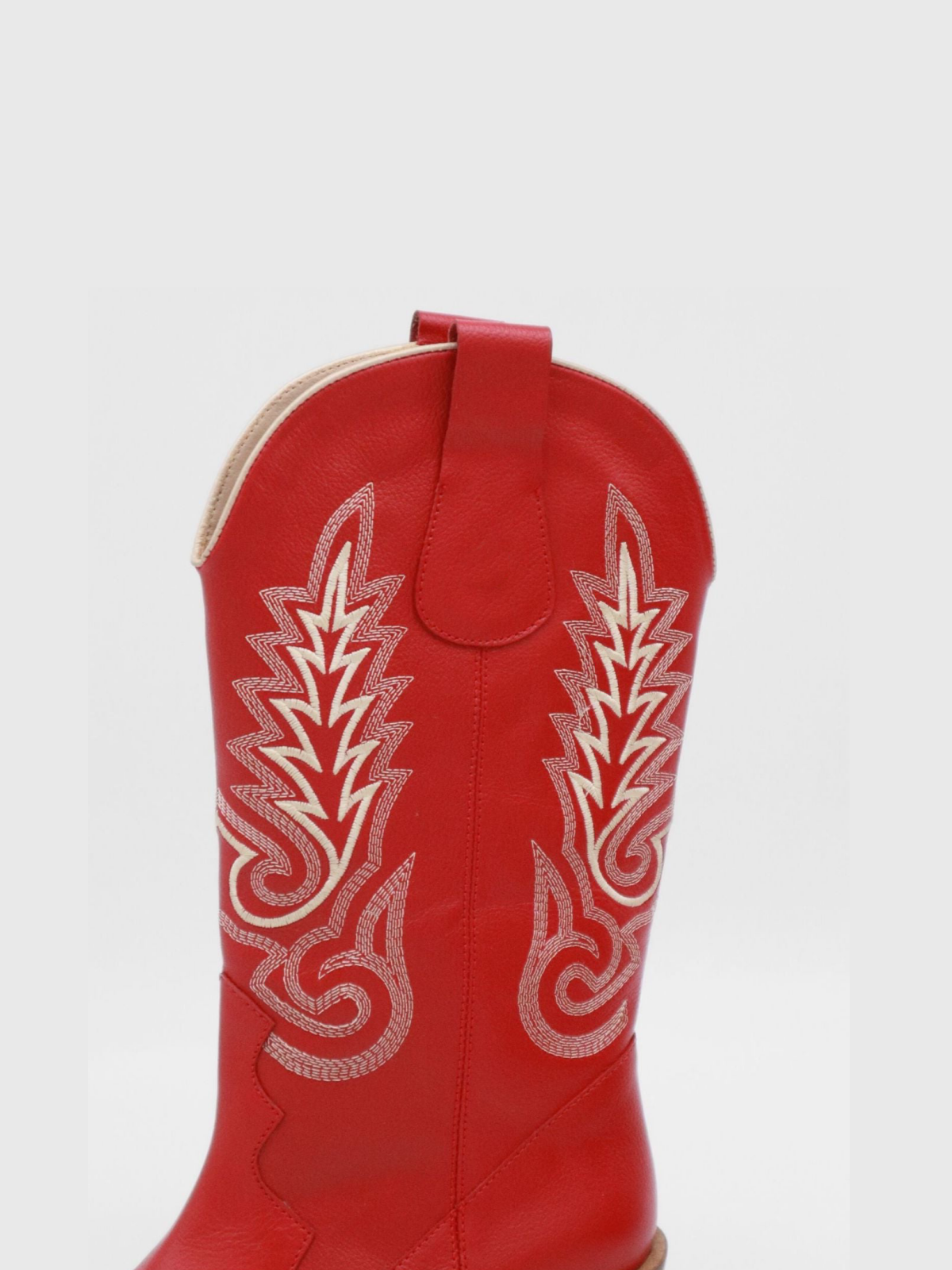 Red Pointed-Toe Embroidery Mid Calf Cowgirl Boots