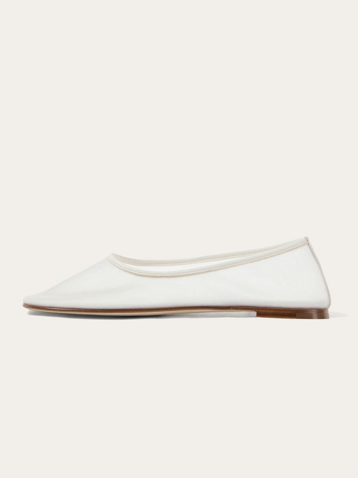 White Semi-Transparent Mesh Ballet Flats With Round Toe