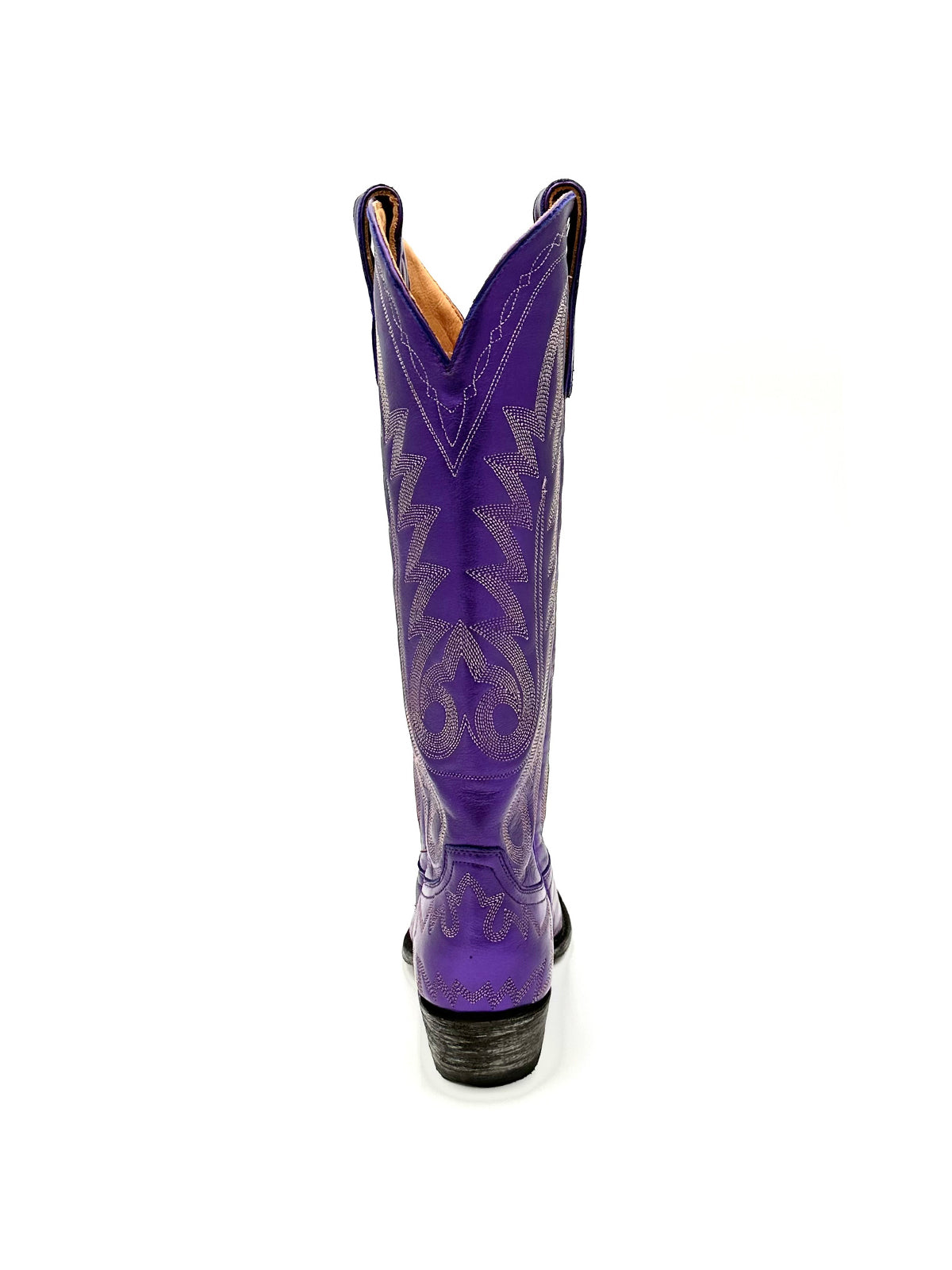 Chic Embroidery Snip-Toe Classic Mid Calf Cowgirl Boots - Metallic Purple