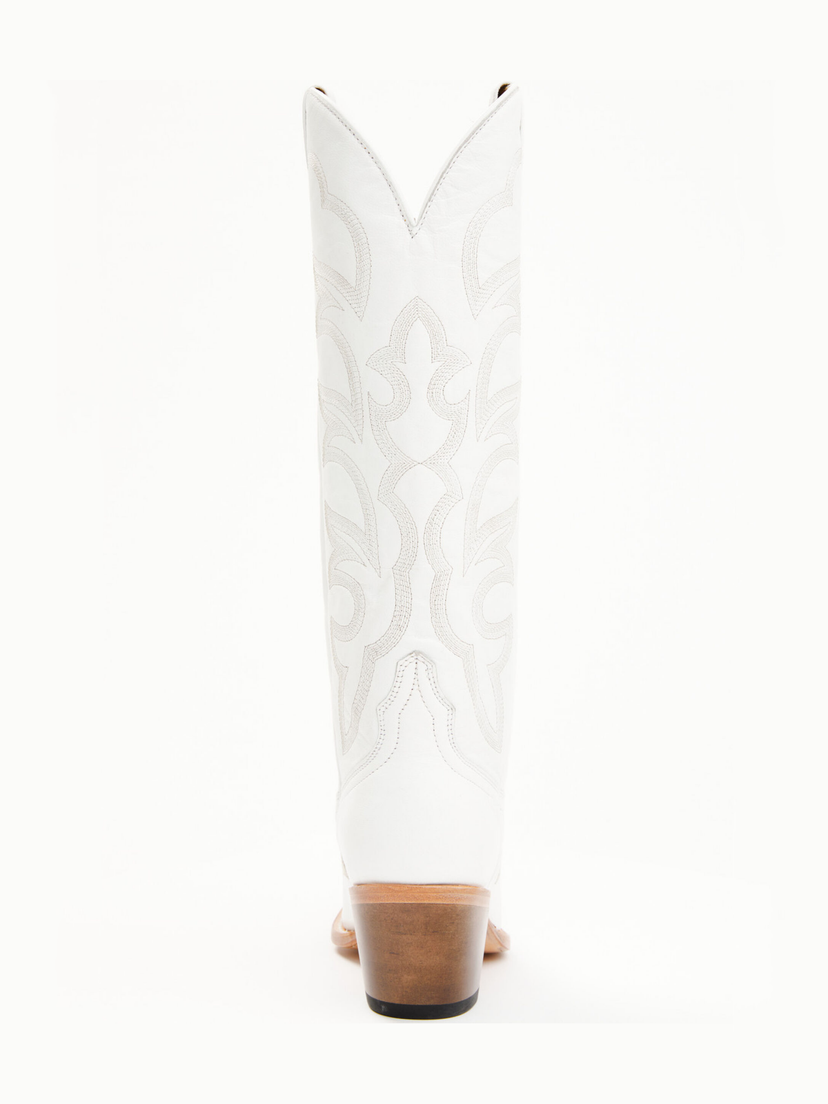 White Embroidery Snip-Toe Tall Wide Calf Knee High Cowboy Boots For Women