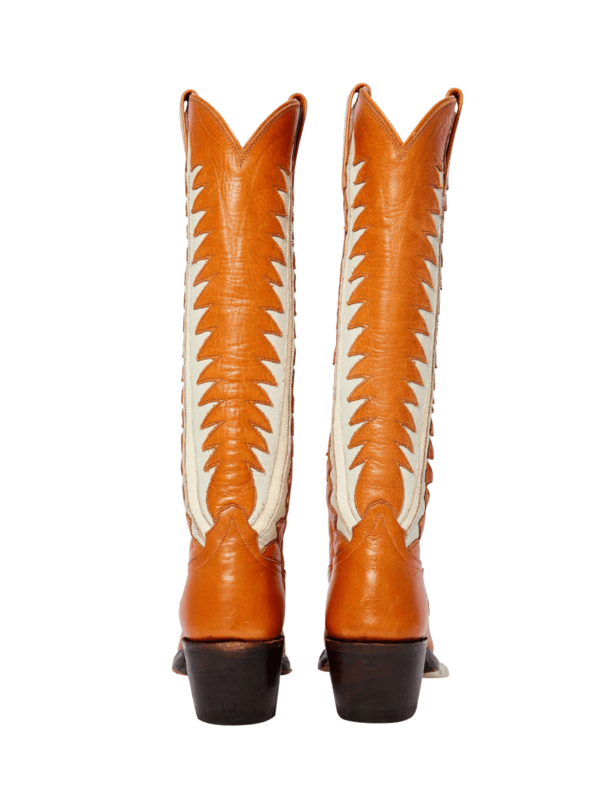 Camel Snip-Toe Big Leaf Inlay Wide Calf Tall Knee High Cowgirl Boots