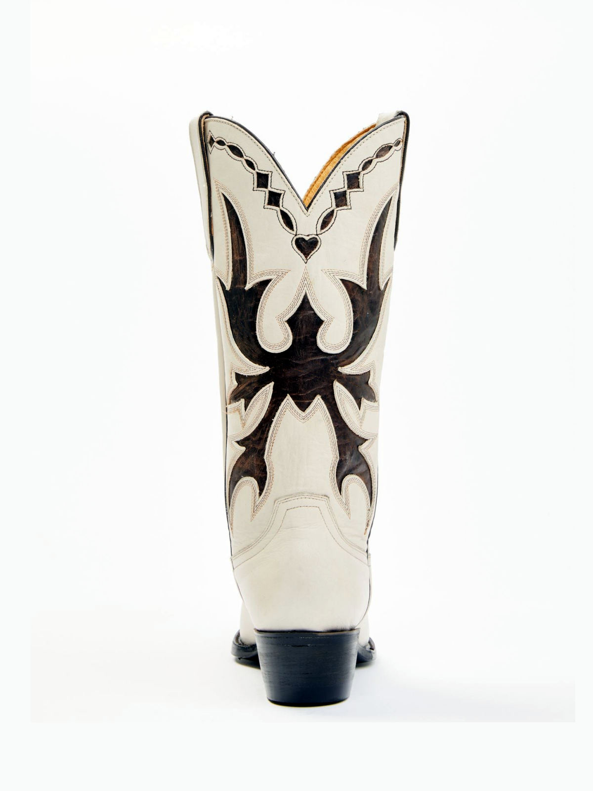 Ivory Snip-Toe Classic Inlay Embroidery Wide Mid Calf Cowgirl Boots