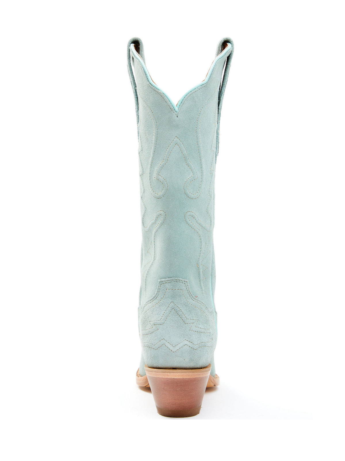 Light Blue Faux Suede Embroidery Snip-Toe Tall Wide Mid Calf Western Boots For Women