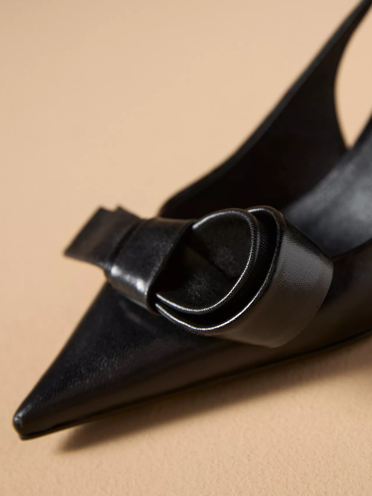 Black Pointed-Toe Slingback Kont Pump High Heels