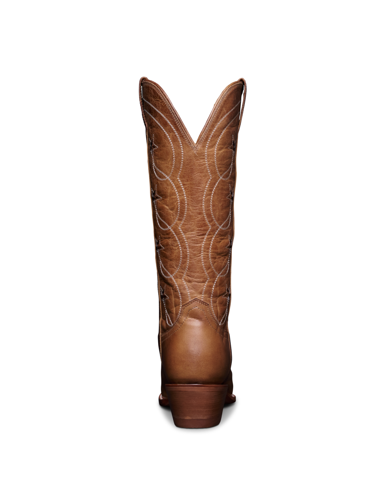 Tan Crinkle Star Inlay Snip-Toe Wide Mid Calf Cowgirl Tall Boots