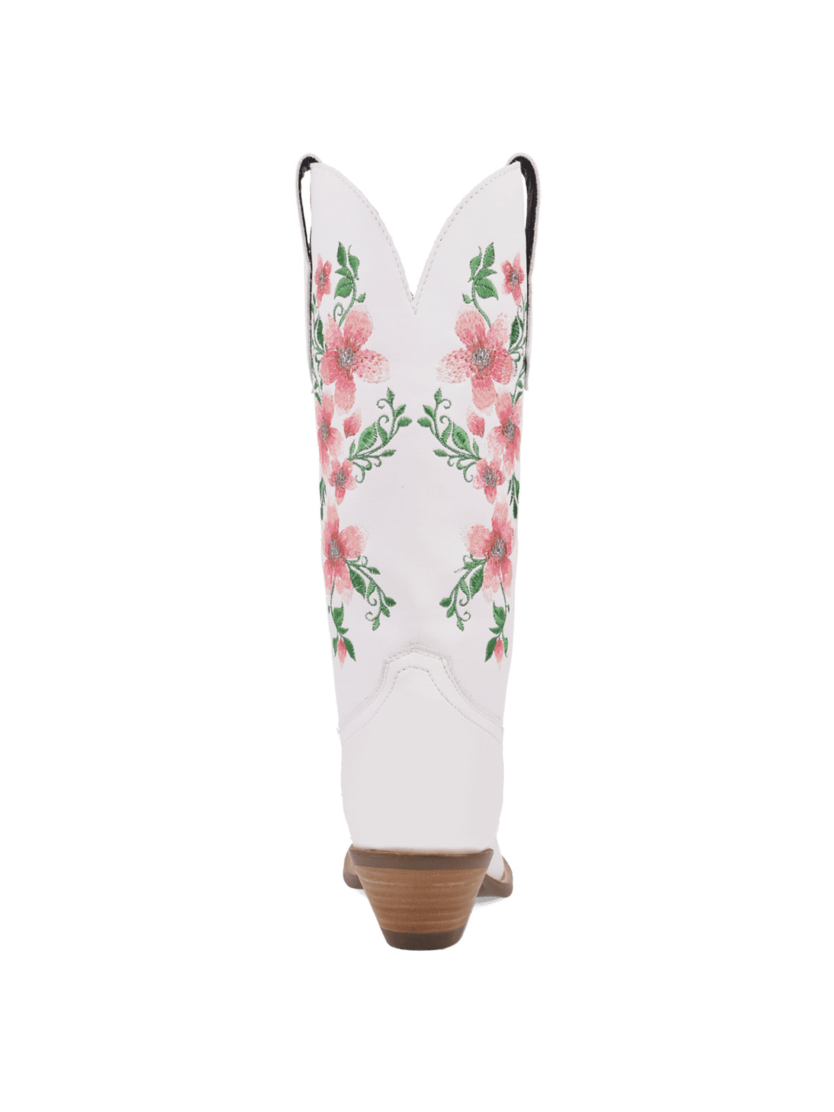 White Snip-Toe Pink Florals Embroidery Chic Mid Calf Cowgirl Boots