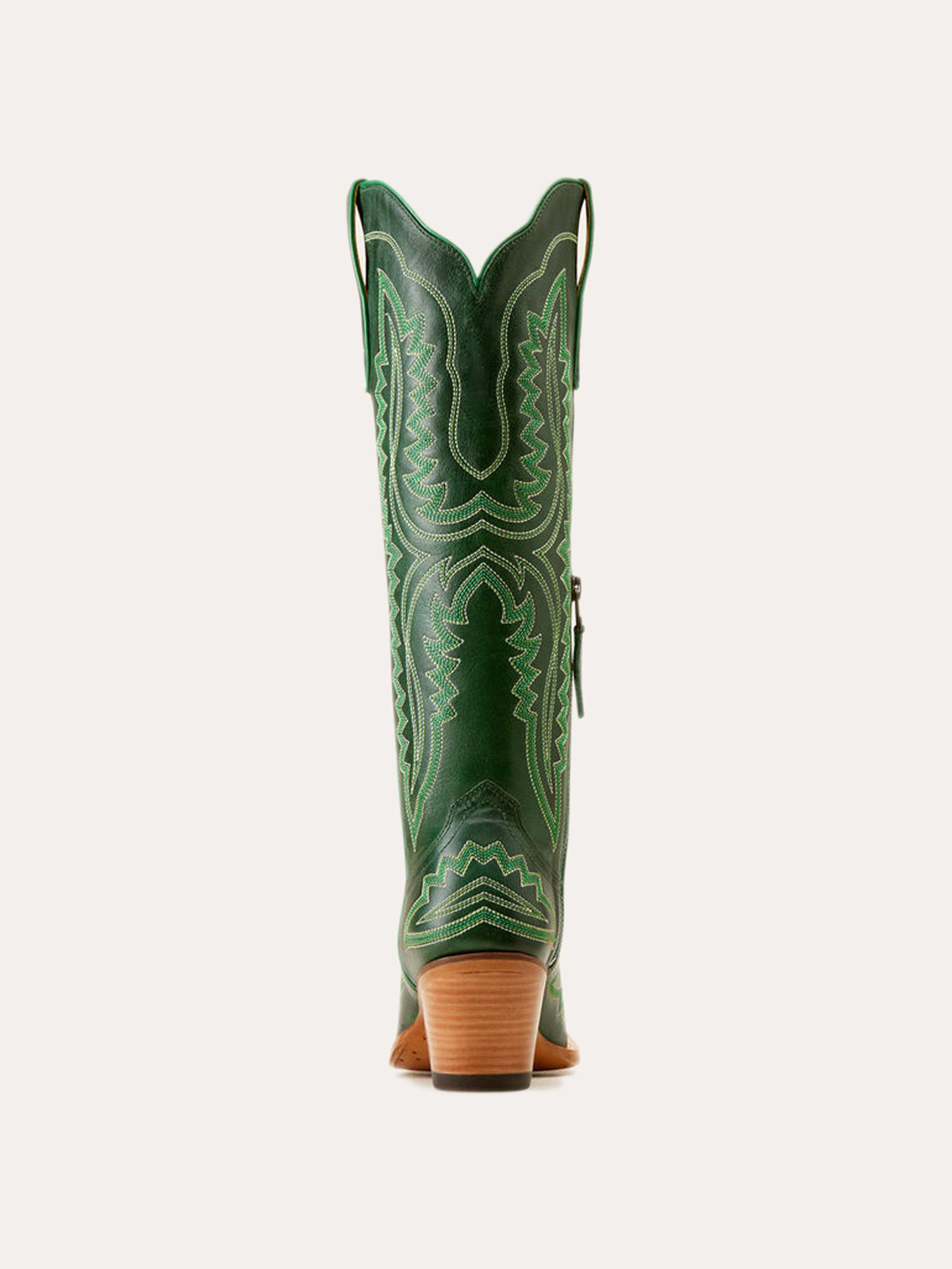 Western Embroidery Tall Snip-Toe Half-Zip Knee High Cowgirl Boots - Green