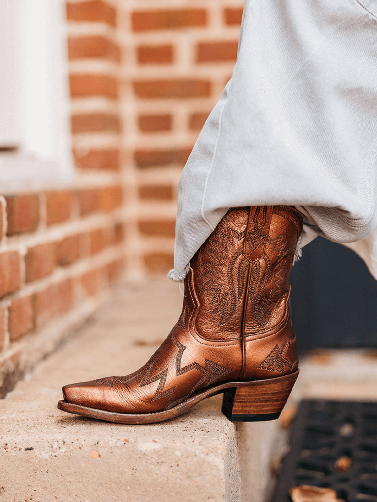 Brown Leather Cowboy Boots with Orange Embroidery CORRAL Cutout, Embroidery, Studs and Fringes Cowboy Boots  main image 4
