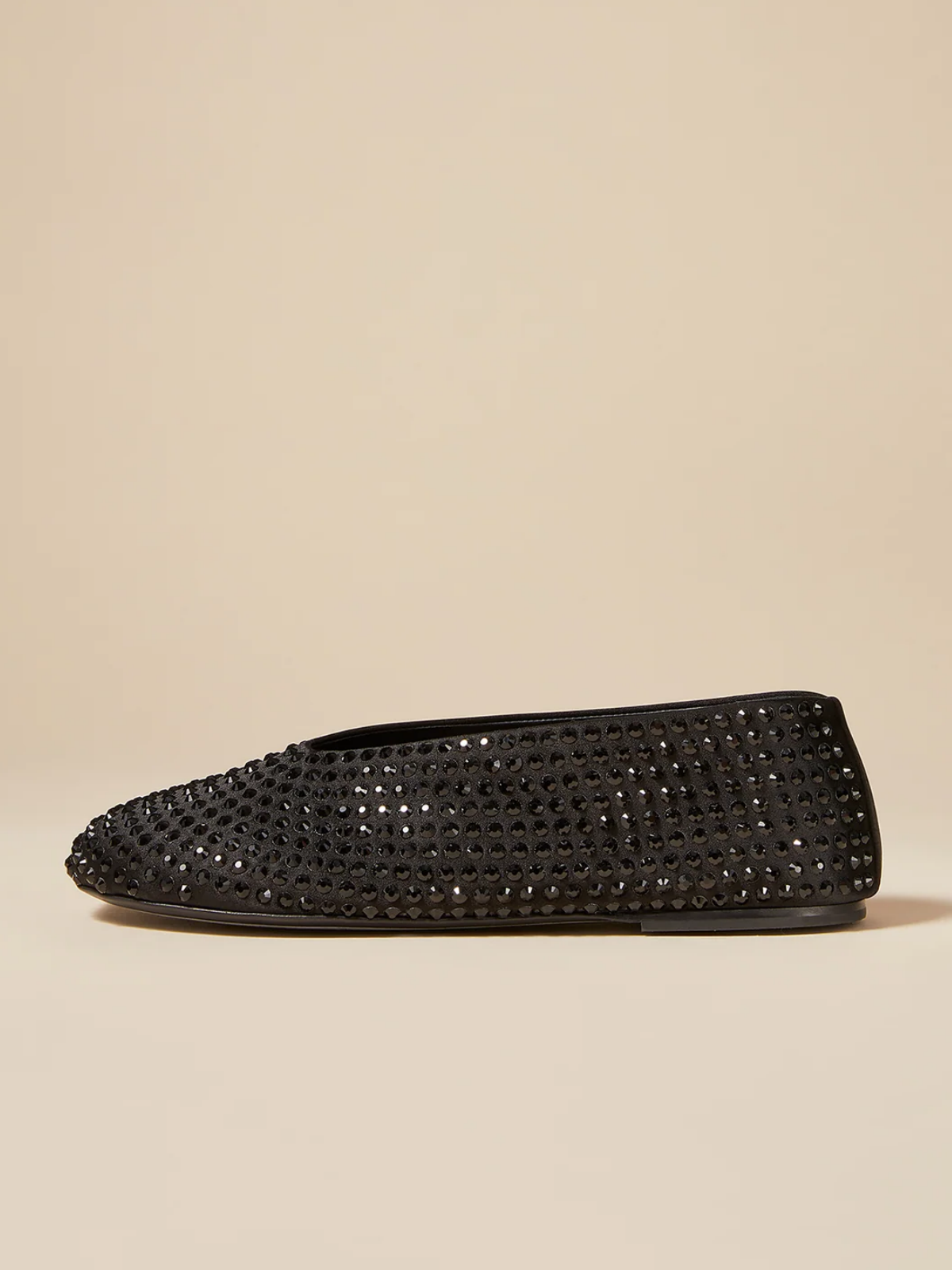 Black Full-Embellished Rhinestones Round-Toe Strass Ballet Flats