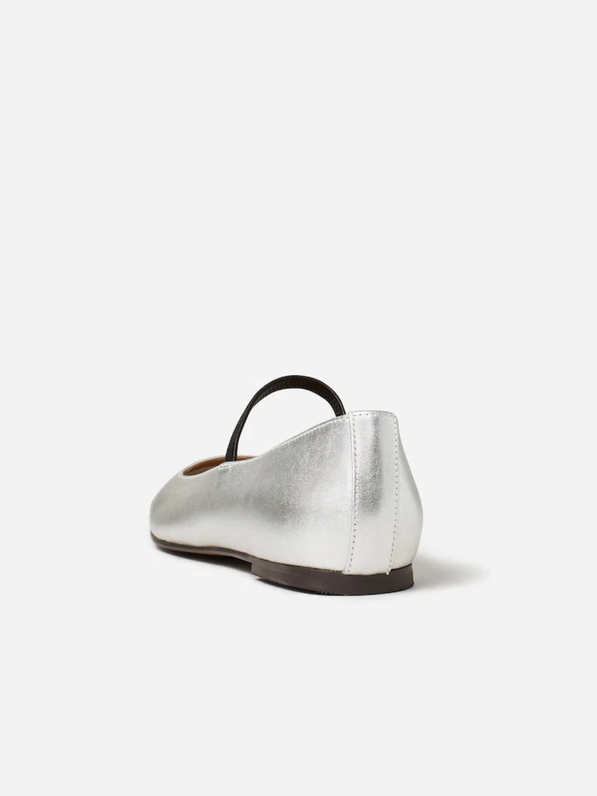 Металически сребърни вегански кожени балетки с квадратни пръсти, размер Mary Janes