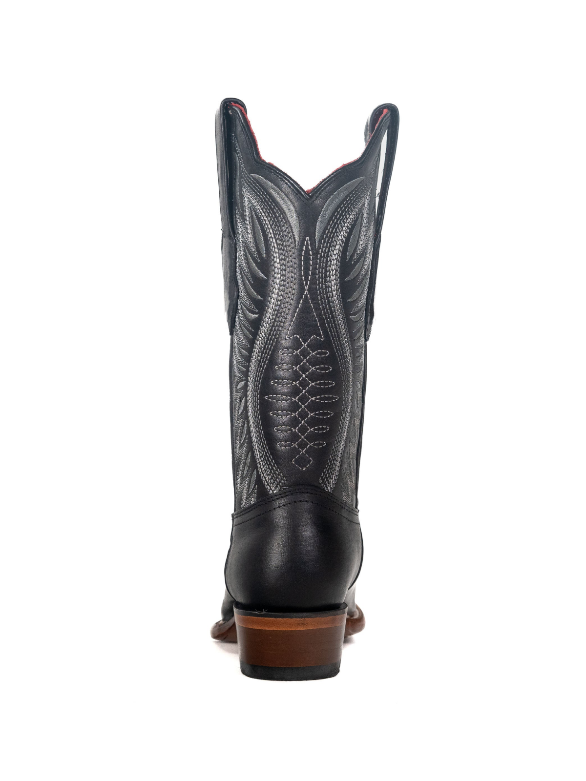 Black Square-Toe Embroidery Mid Calf Cowgirl Boots