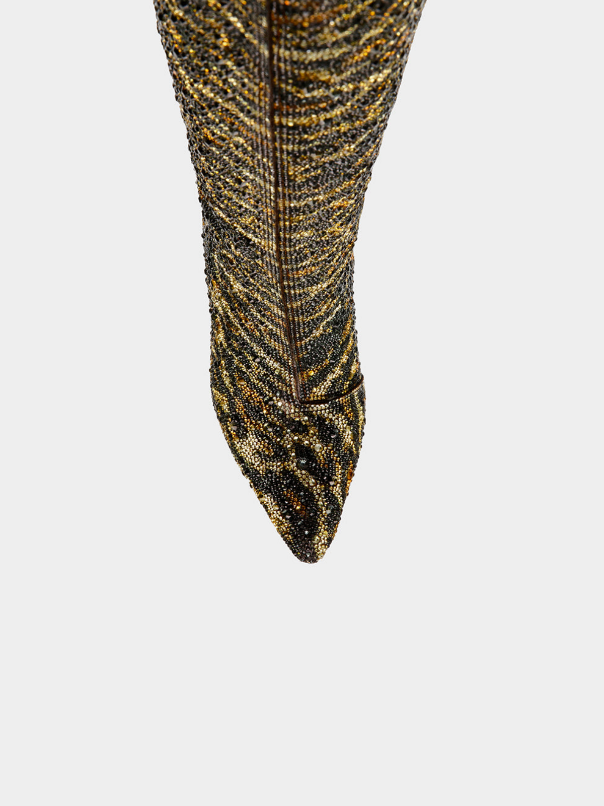 Leopard Pointed-Toe Rhinestone Full-Zip Knee High Stiletto Boots