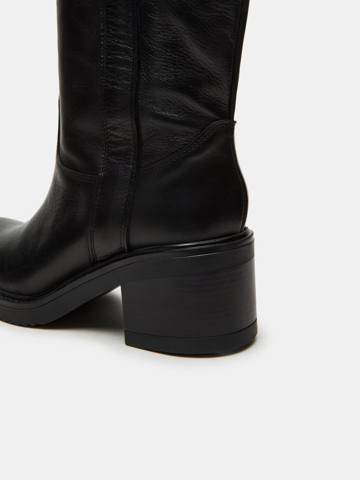 Black Vegan Leather Round-Toe Wide Calf Knee High Western Boots