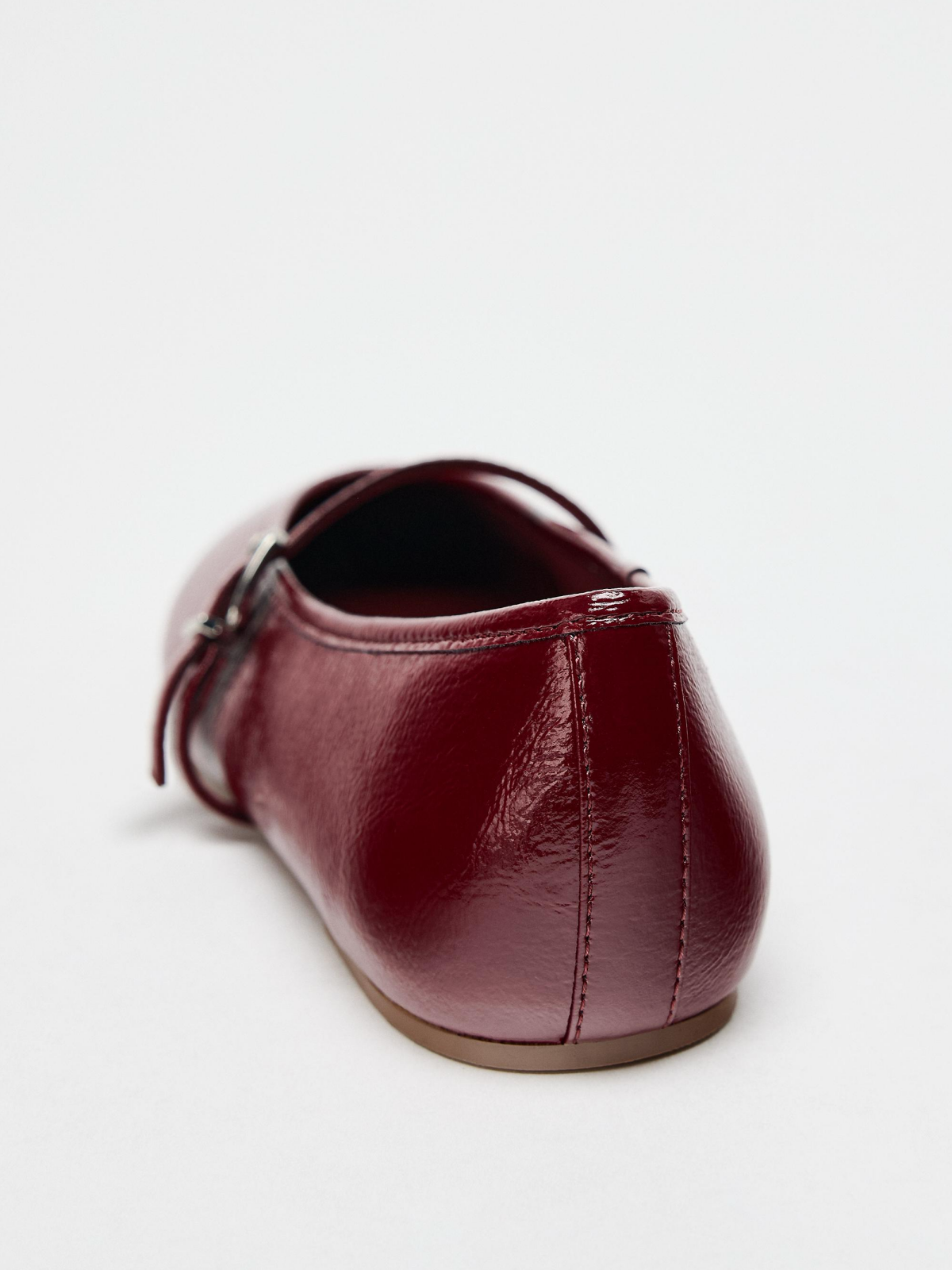 Red Patent Round-Toe Bridge Strap Ballet Flats