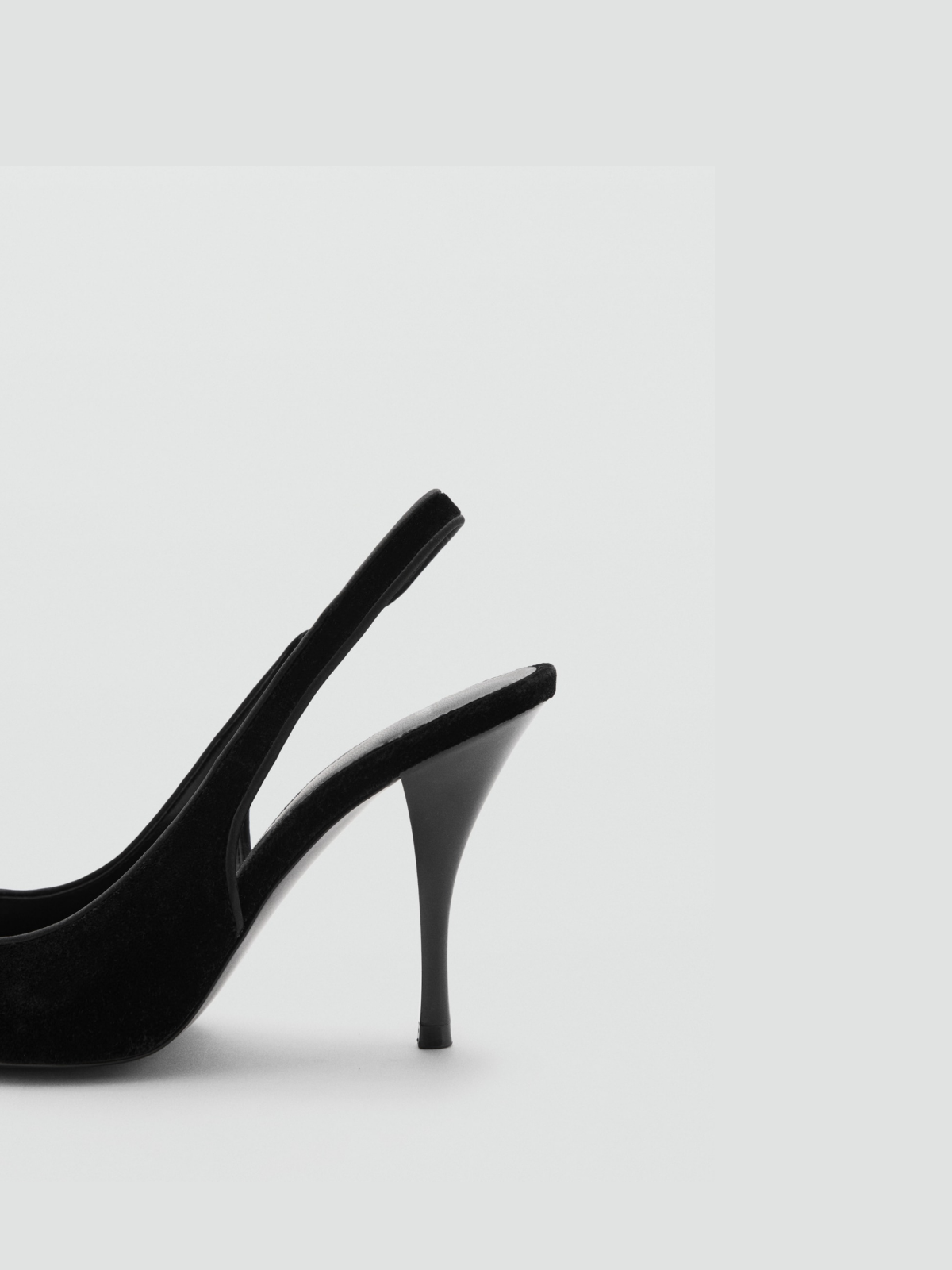 Black Faux Suede Pointed-Toe Slingback Pump High Heels