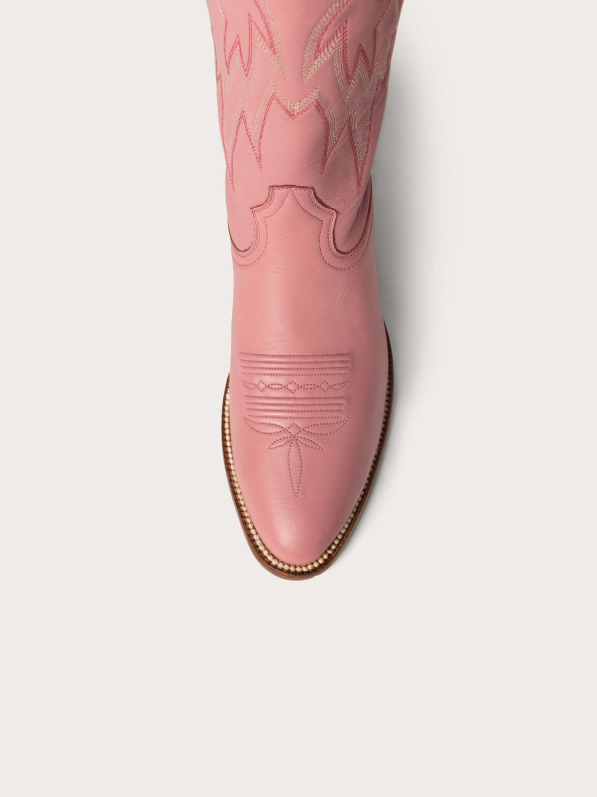 Lightning Inlay Stitch Embroidery Almond-Toe Wide Knee High Cowgirl Boots - Pink