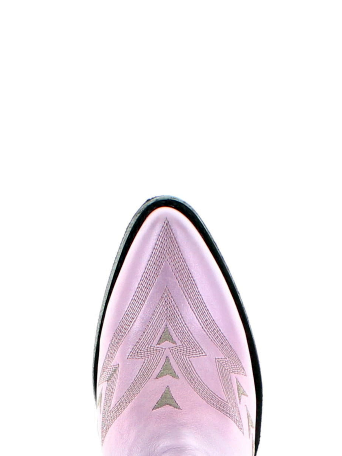 Metallic Almond-Toe Embroidery Full-Zip Mid Calf Cowgirl Boots - Pink