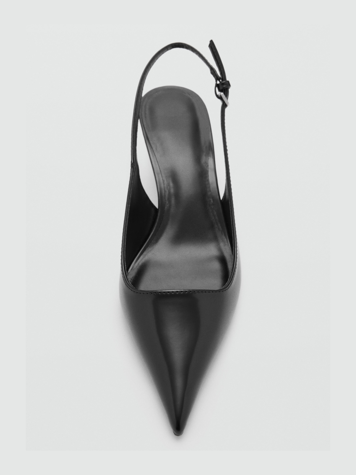 Black Pointed-Toe Simple Slingback Kitten Heels