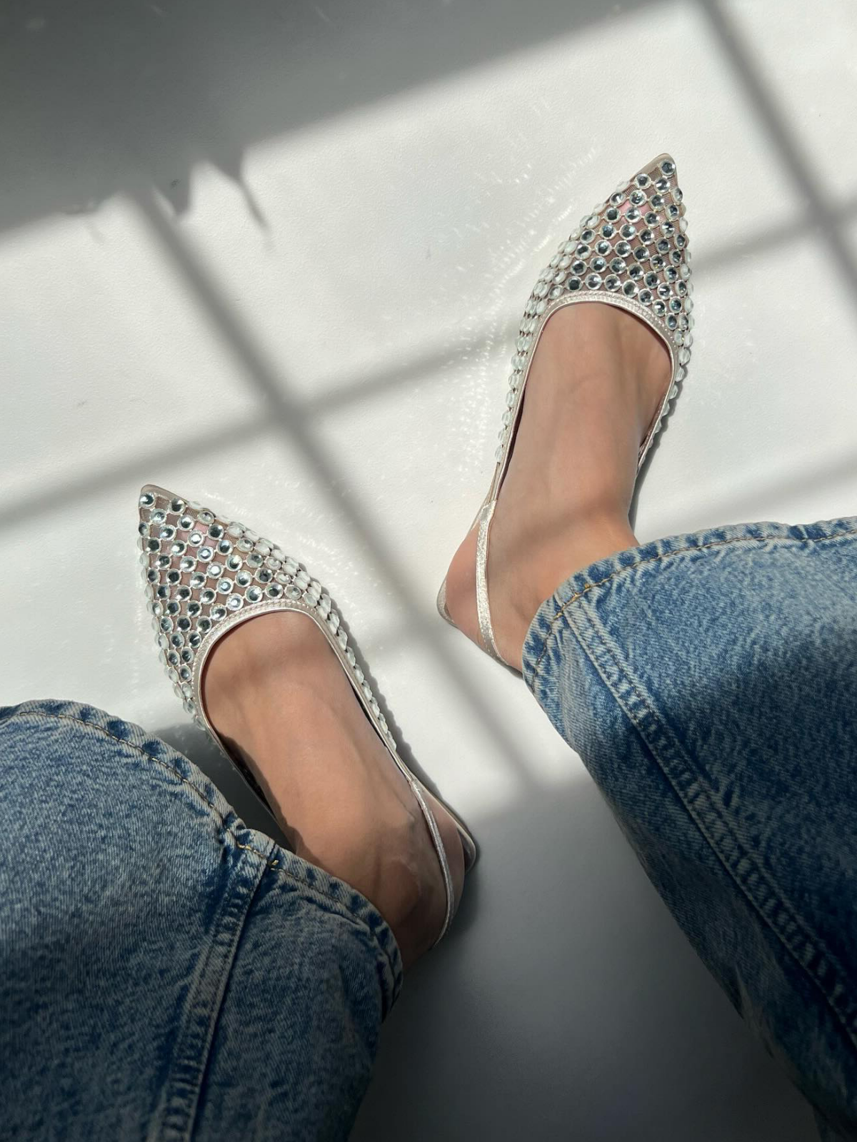 Rose gold sparkle flats clearance