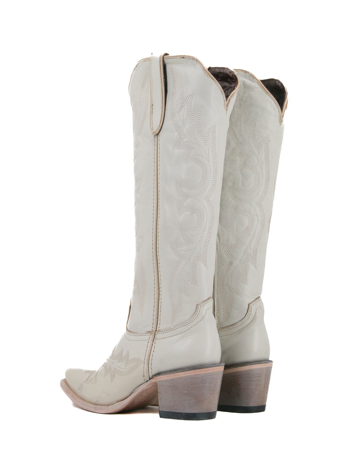 Wheat Snip-Toe Half-Zip Classic Embroidery Knee High Tall Cowgirl Boots