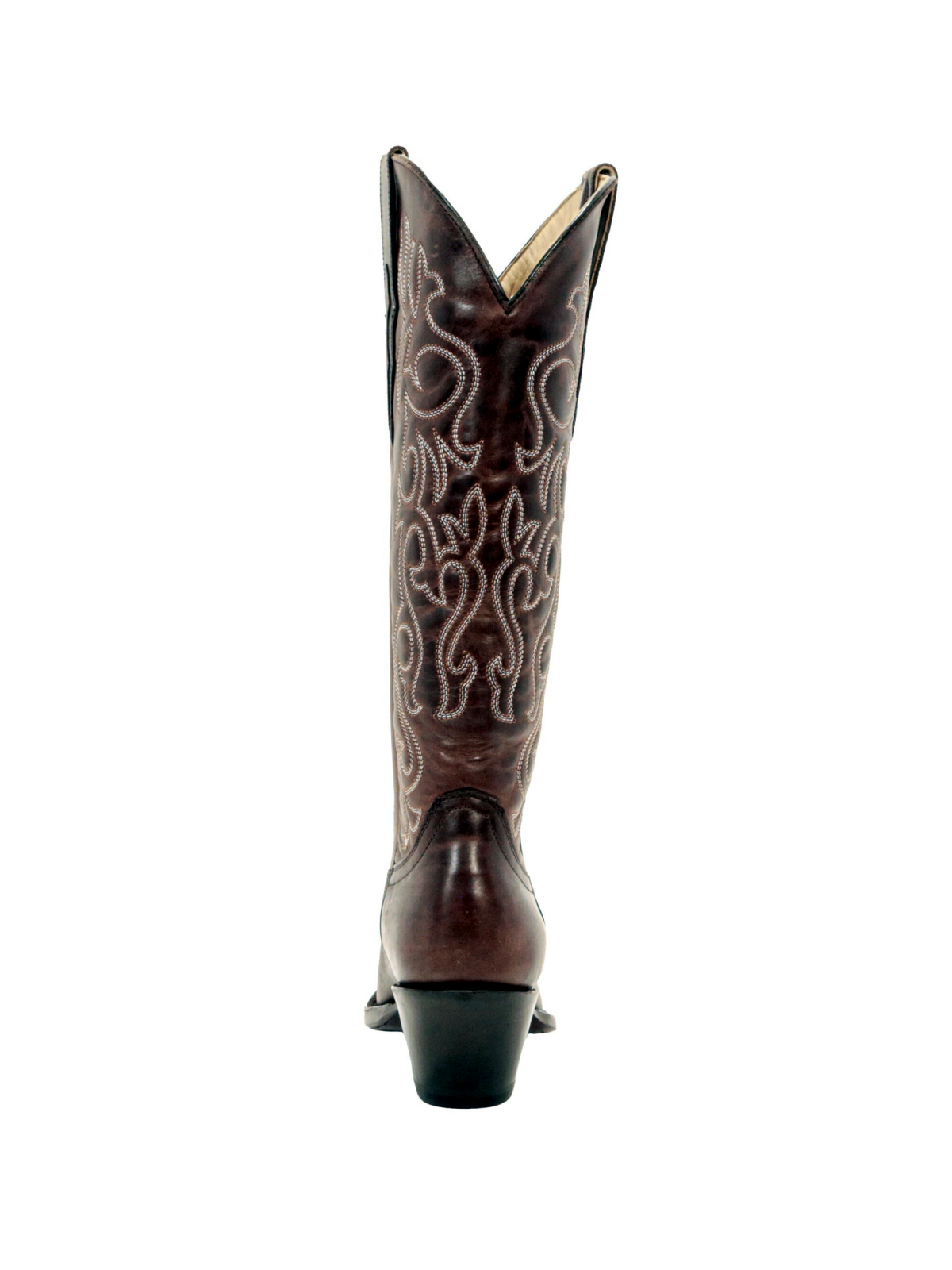Brown Snip-Toe Embroidery Wide Mid Calf Cowgirl Boots