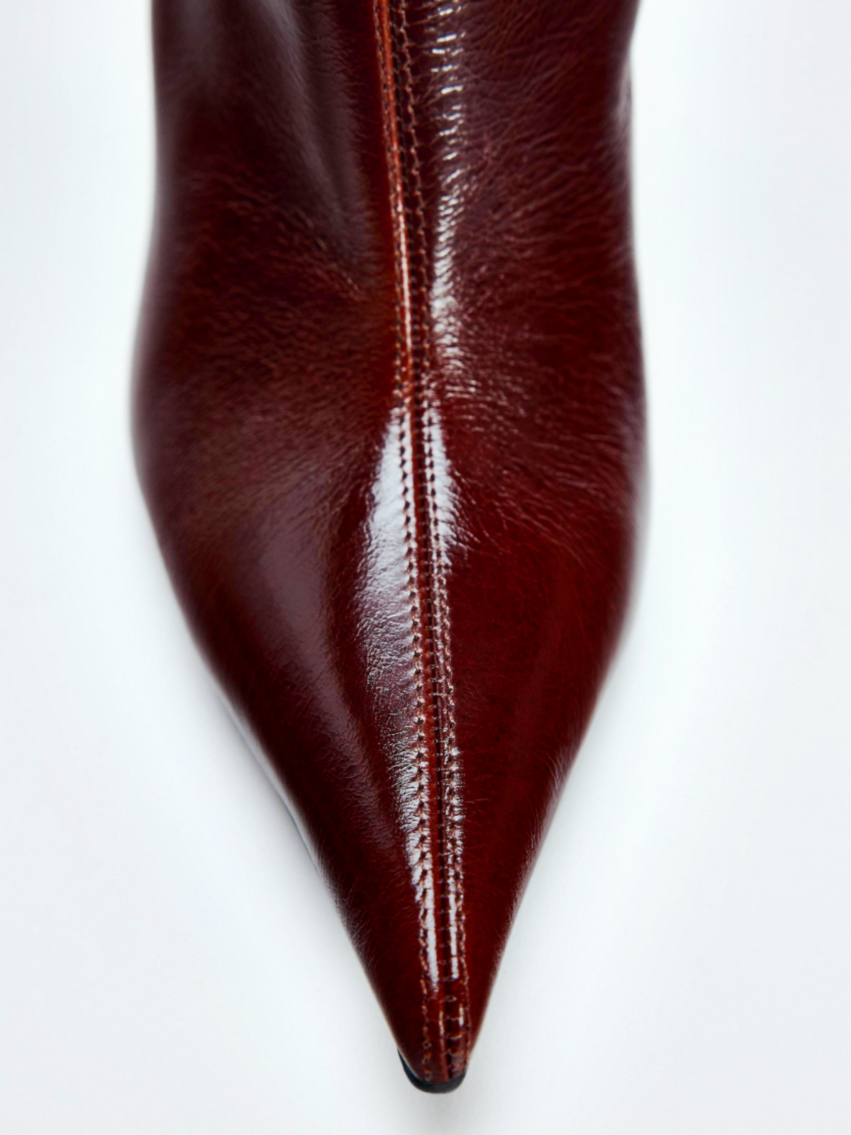 Brown Pointed-Toe Half-Zip Mid Calf Stiletto Boots