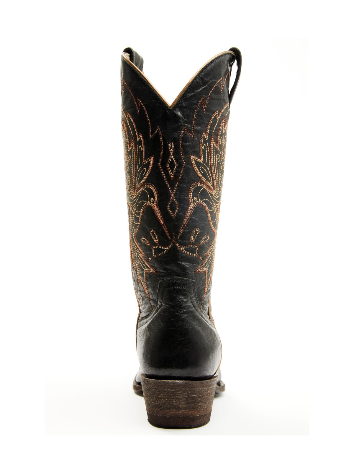 Black Snip-Toe Bird Embroidery Mid Calf Cowgirl Boots