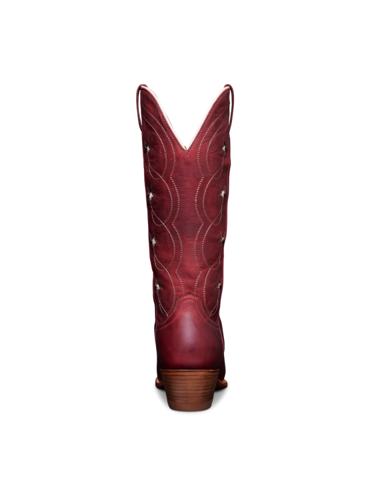 Redwood Snip-Toe Wide Calf Cowgirl Knee High Boots With White Star Inlay