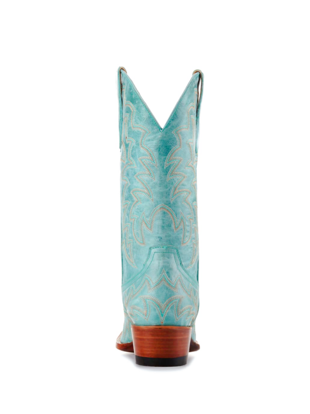 Turquoise Embroidery Snip-Toe Wide Mid Calf Cowgirl Boots For Women