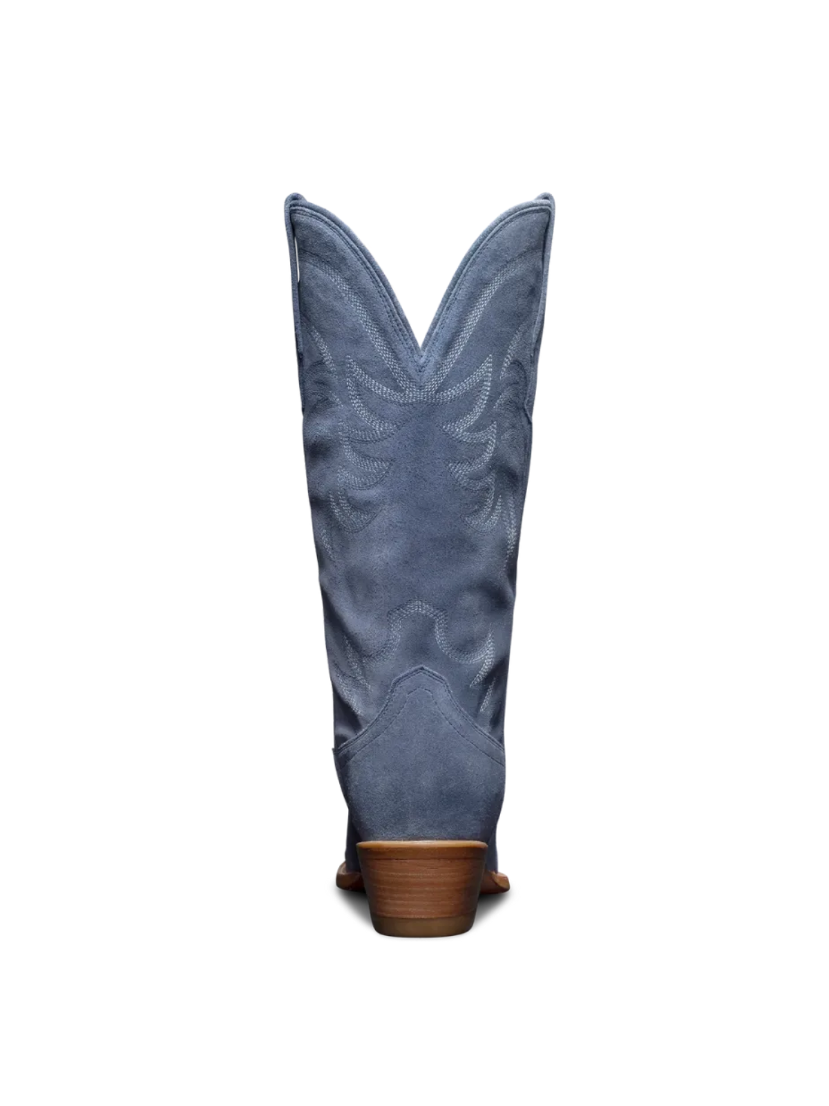 Blue Embroidery Faux Suede Snip-Toe Knee High Cowgirl Boots