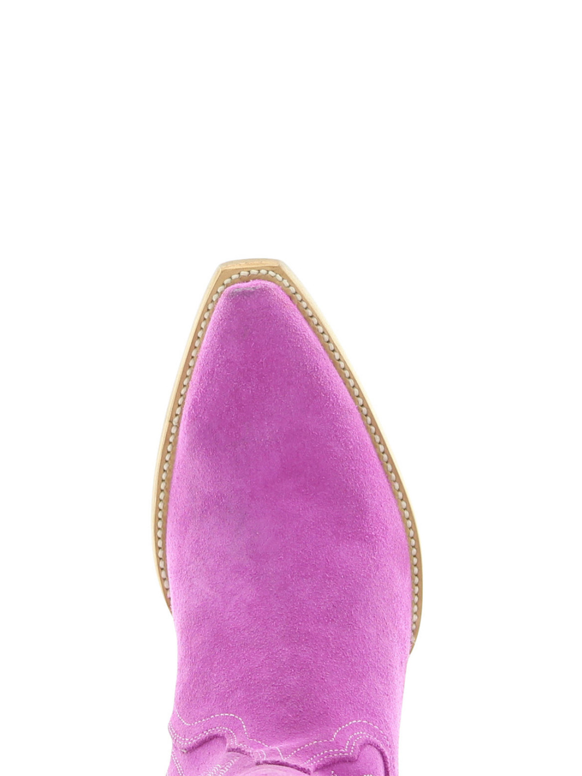 Magenta Faux Suede Snip-Toe Embroidery Half-Zip Knee High Cowgirl Boots