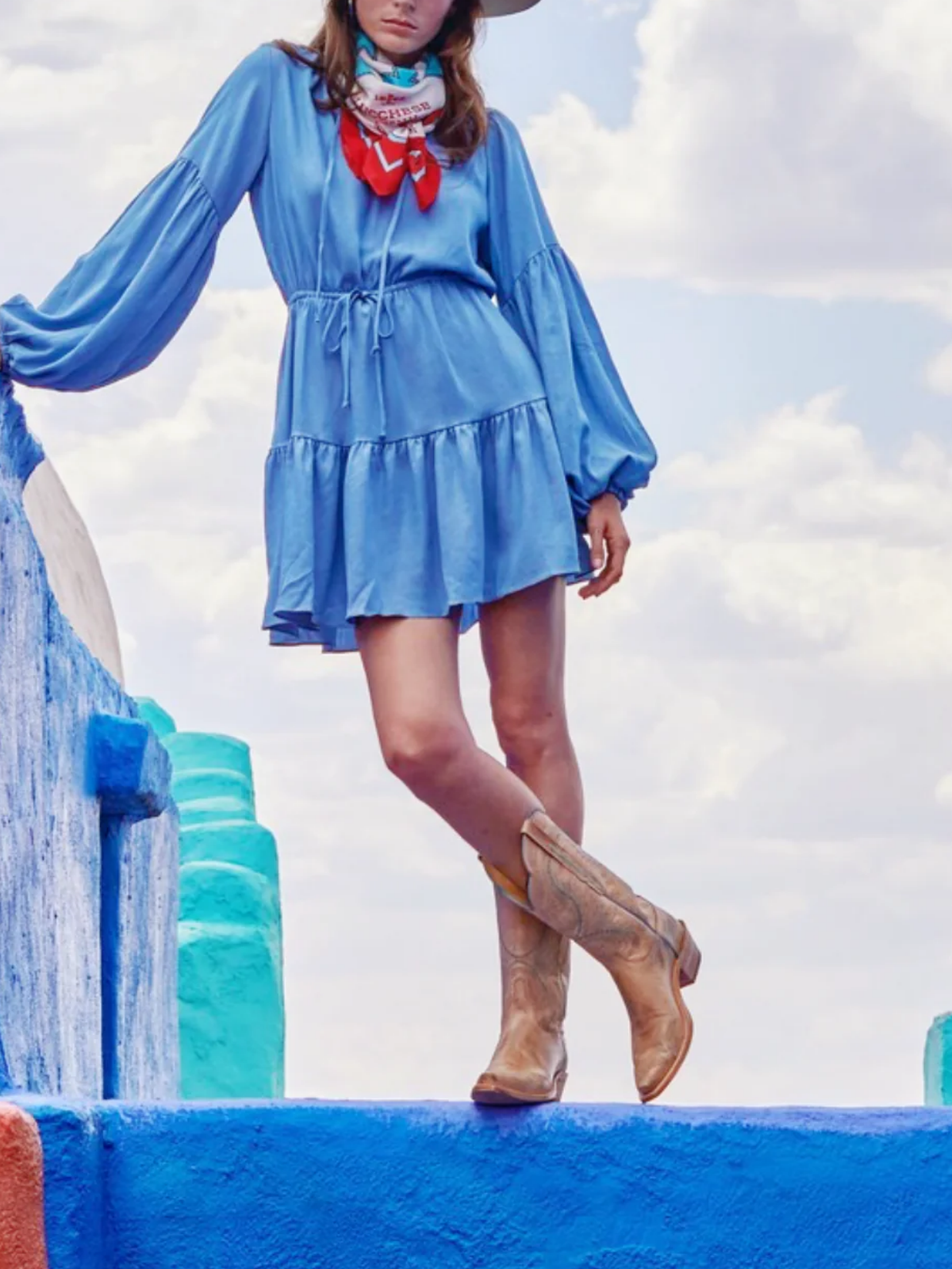 Tan Embroidery Snip-Toe Wide Mid Calf Western Boots Cowgirl Tall Boots