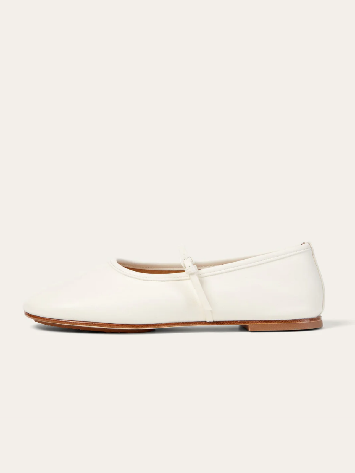 White Patent Round-Toe Ballet Flats Mary Janes With Thin Buckle Strap