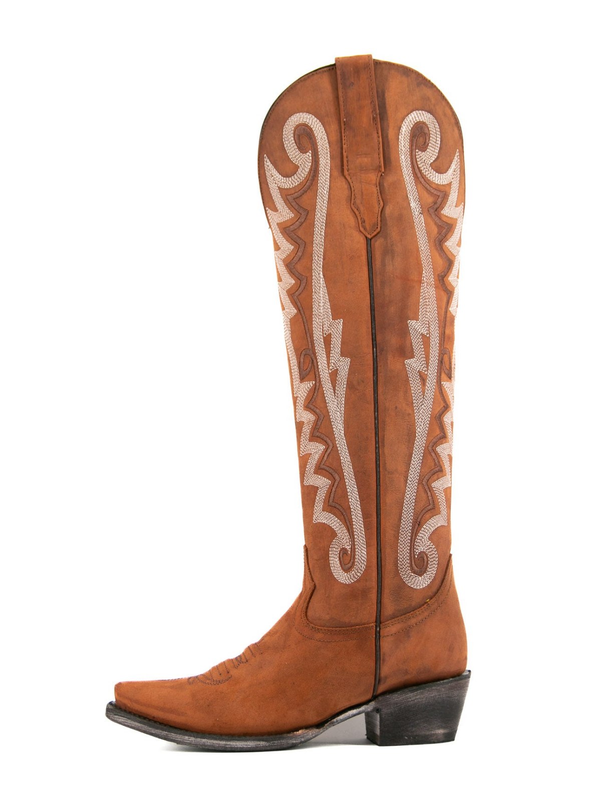 Honey Snip-Toe Half-Zip Embroidery Tall Knee High Cowgirl Boots