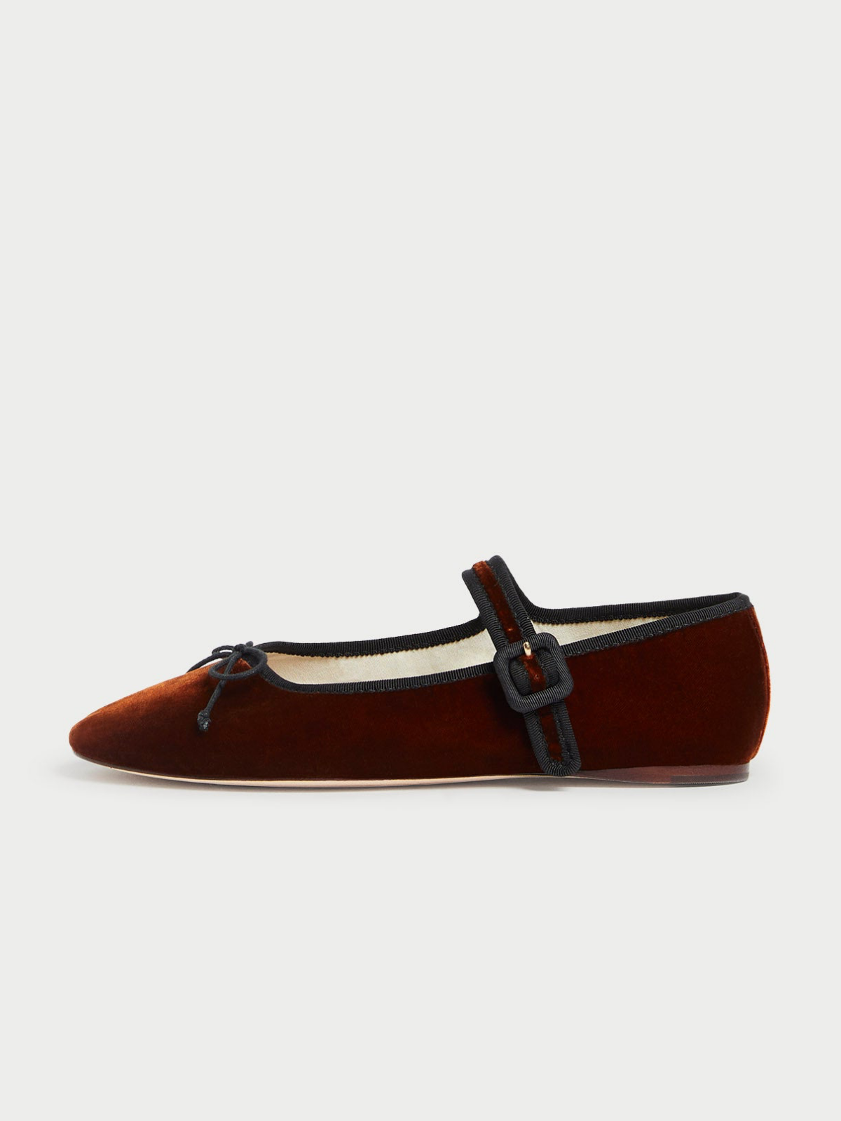 Sienna Velvet Almond-Toe Elastic Bridge Strap Bow Mary Janes Ballet Flats