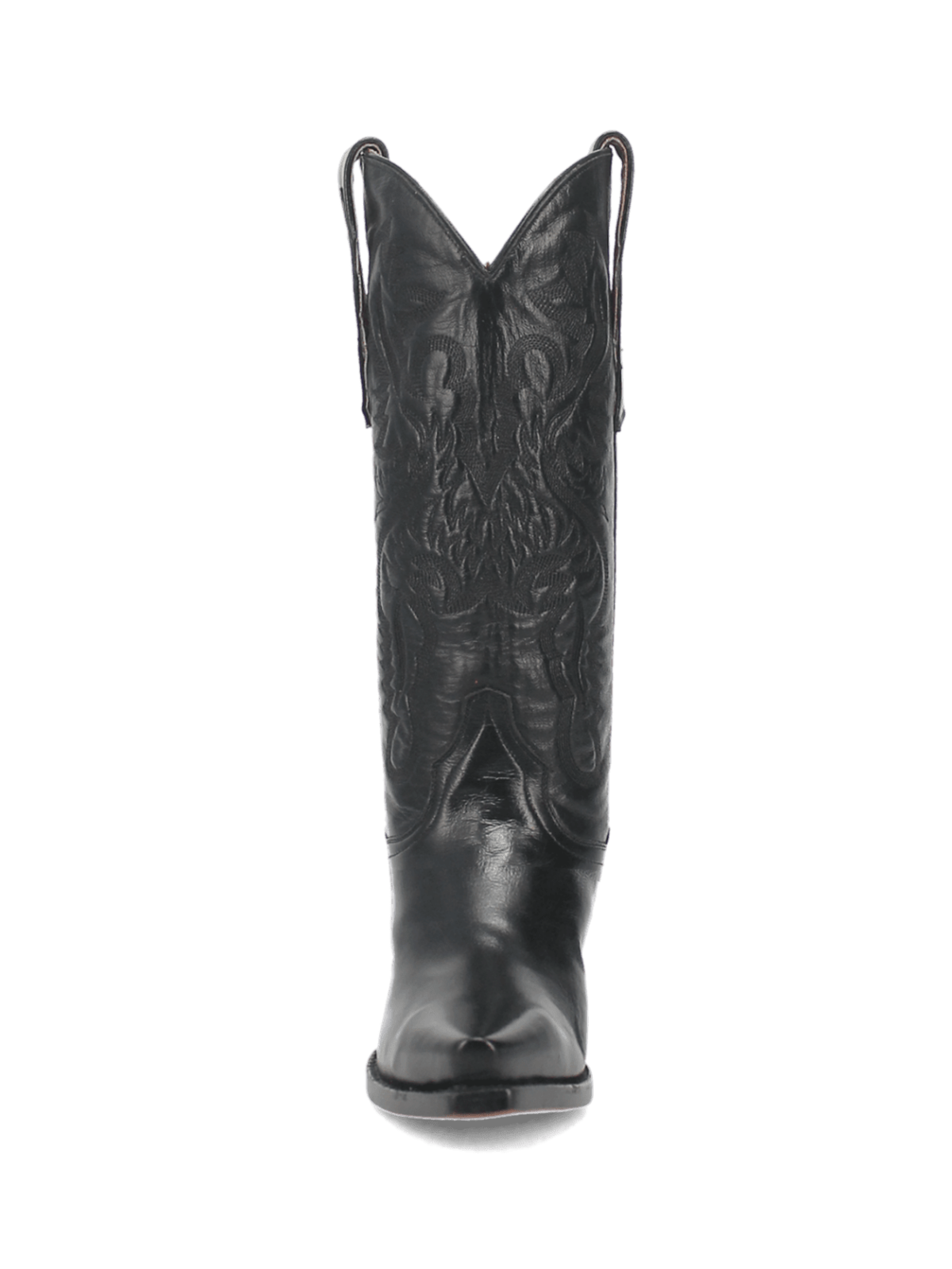 Black Snip-Toe Western Embroidery Wide Mid Calf Cowgirl Boots