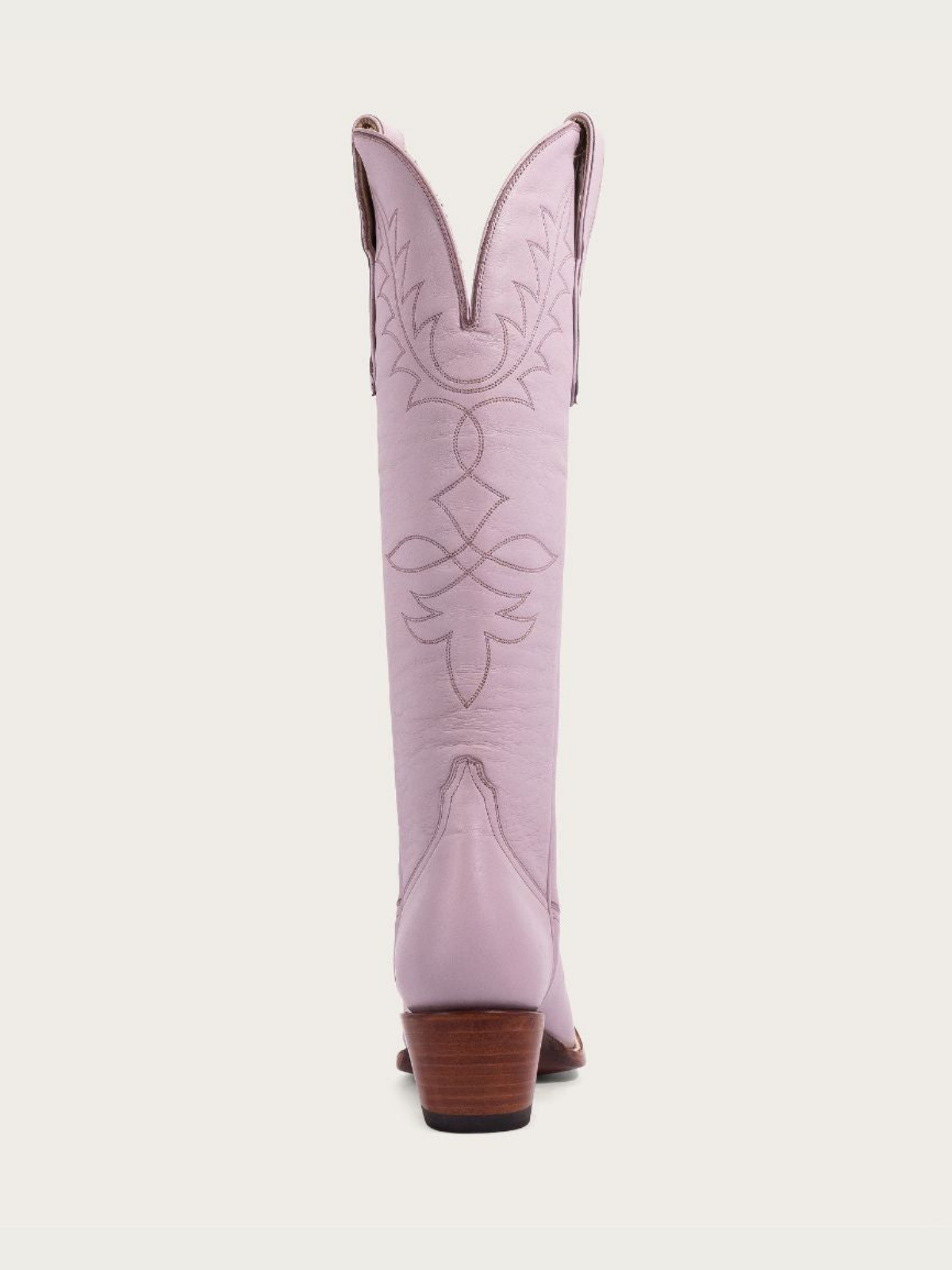 Lavender Vegan Leather Embroidery Almond-Toe Wide Mid Calf Tall Cowgirl Boots