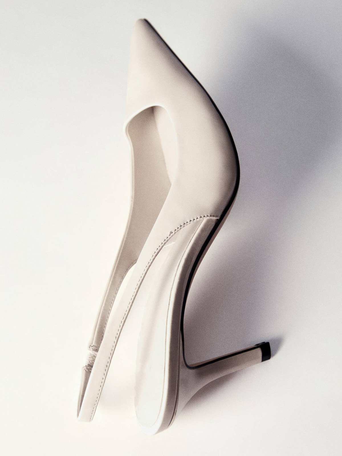 Ice Grey Patent Pointed-Toe High Heels Slingback Pumps