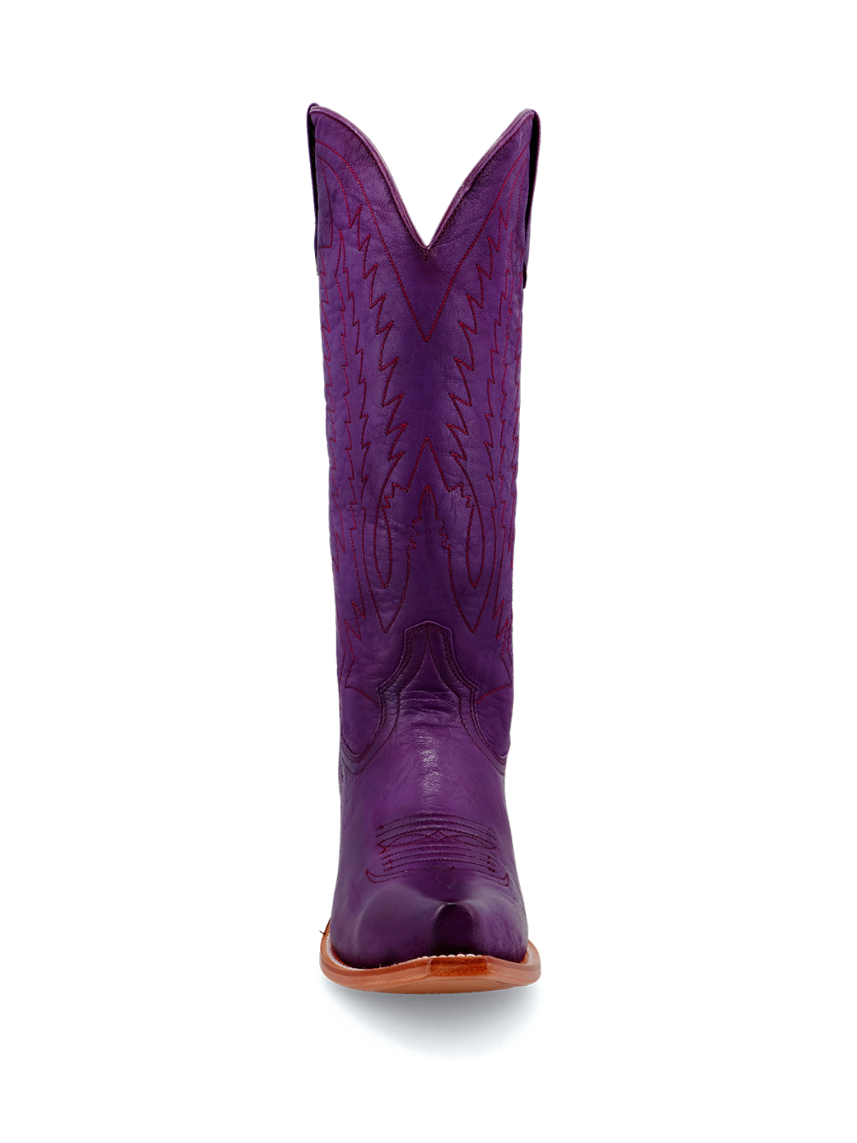 Purple Distressed Embroidery Snip-Toe Wide Mid Calf Western Boots Cowgirl Tall Boots