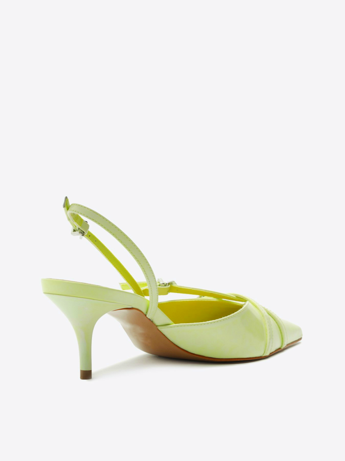 Green Buckled Strappy Kitten Heels Slingback Courts Scarpin Pumps