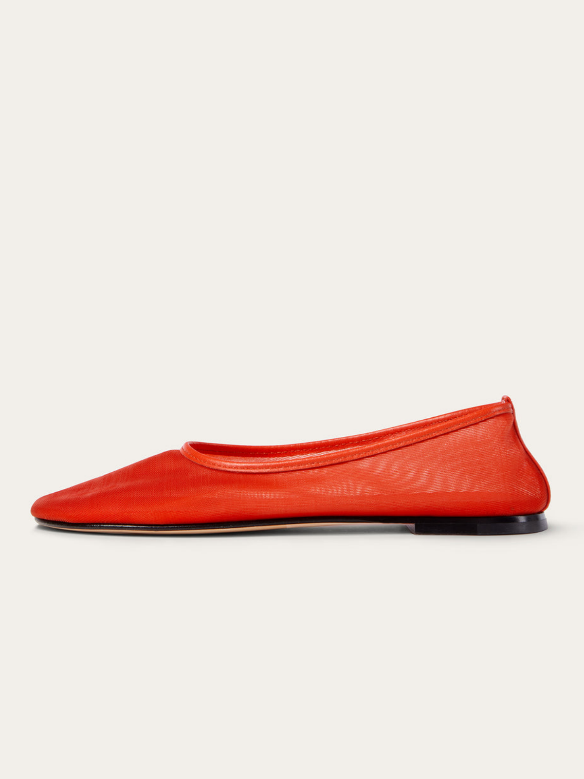 Red Semi-Transparent Mesh Ballet Flats With Round Toe