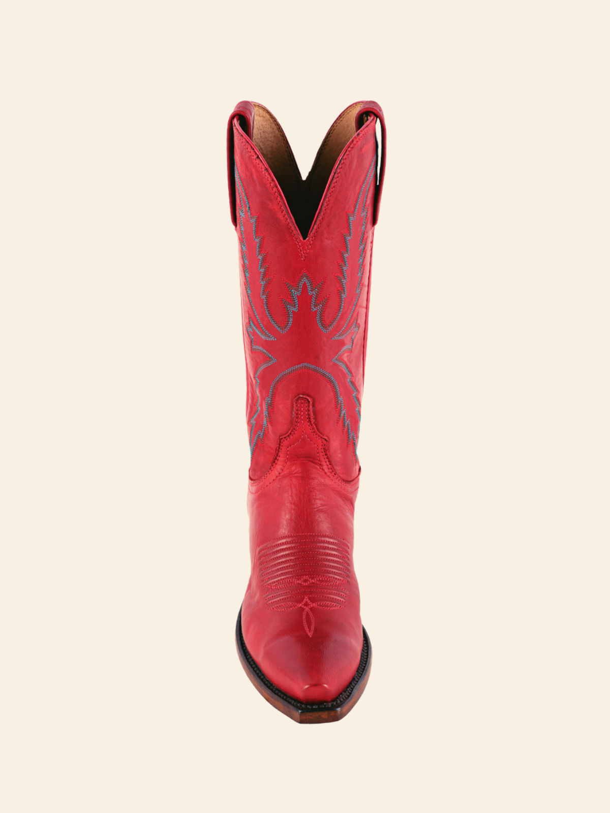 Red Embroidery Snip-Toe Cowgirl Boots Wide Mid Calf Western Tall Boots