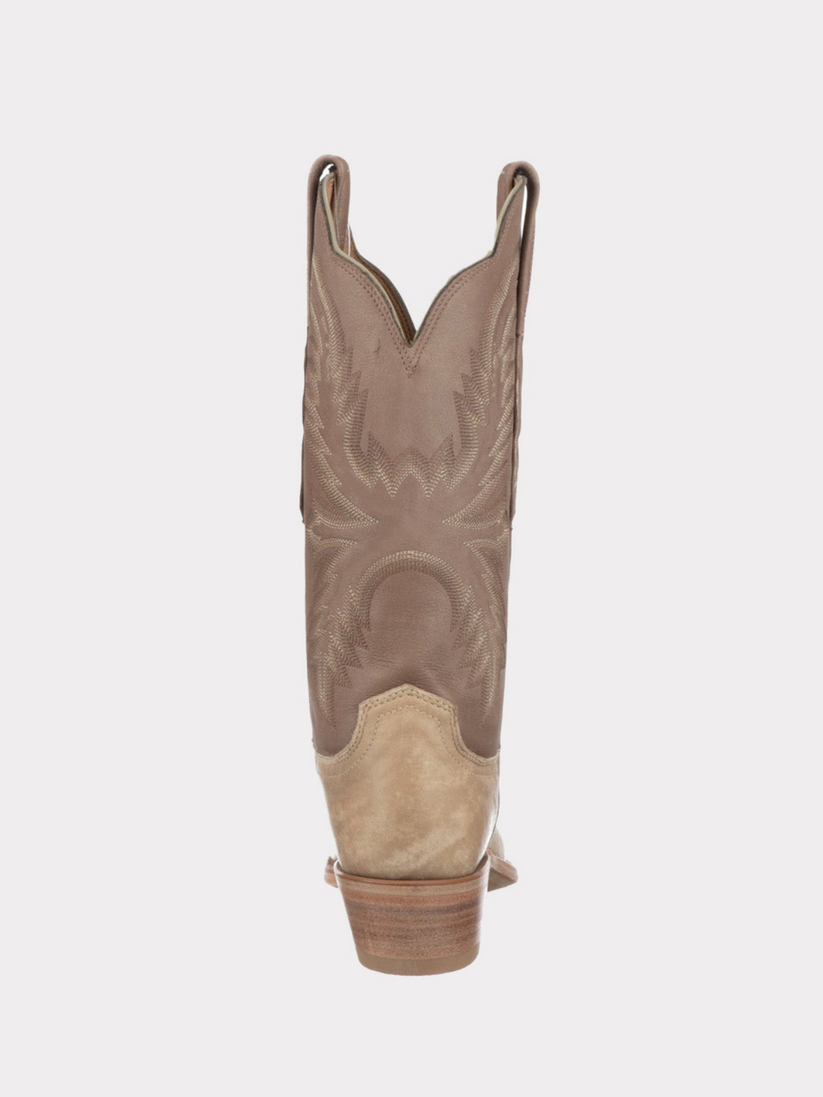 Contrast Tan And Brown Snip-Toe Classic Embroidery Wide Mid Calf Cowgirl Boots