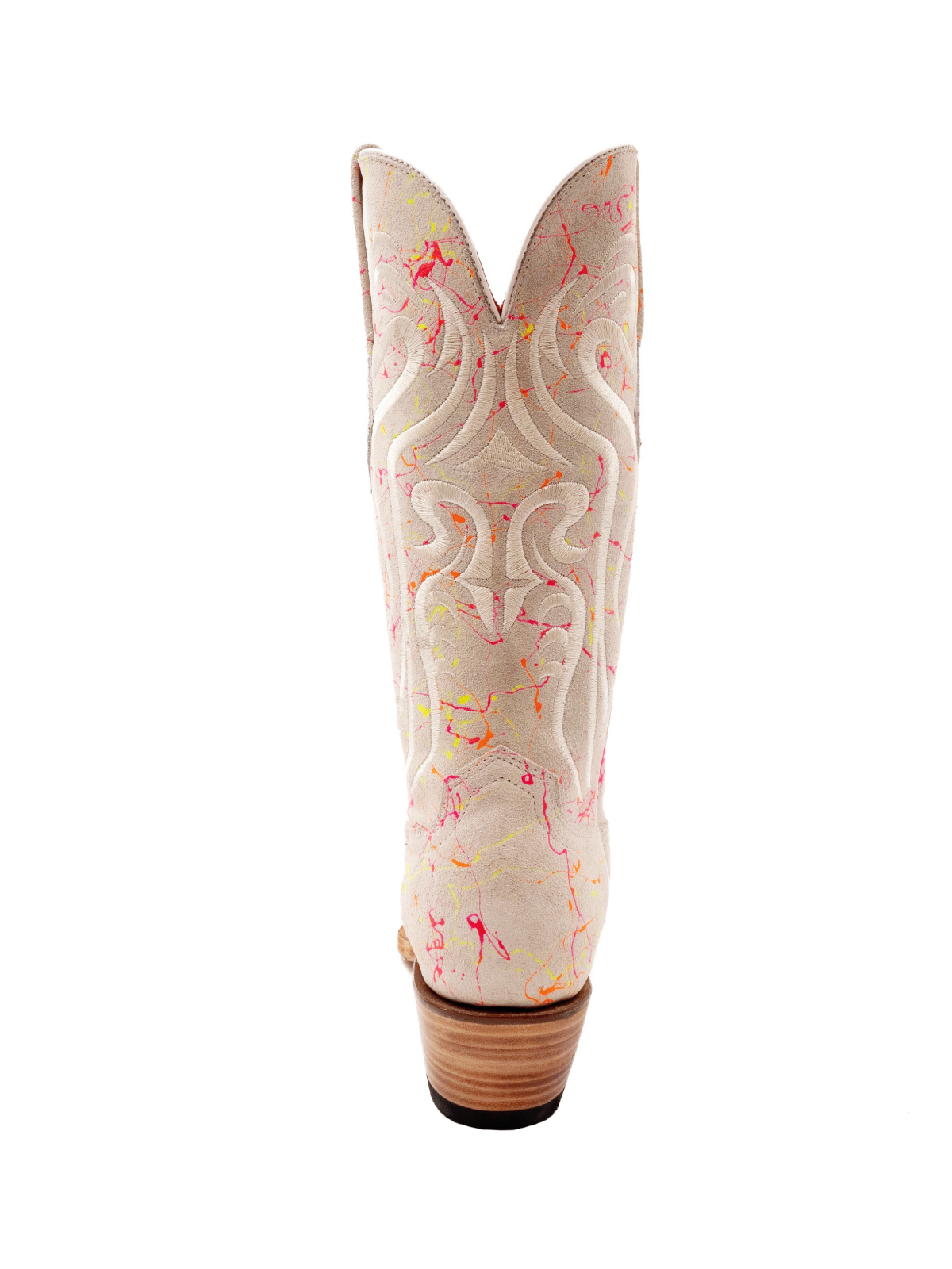 Ivory Faux Suede Scroll Embroidery Snip-Toe Cowgirl Tall Boots Wide Mid Calf Western Boots