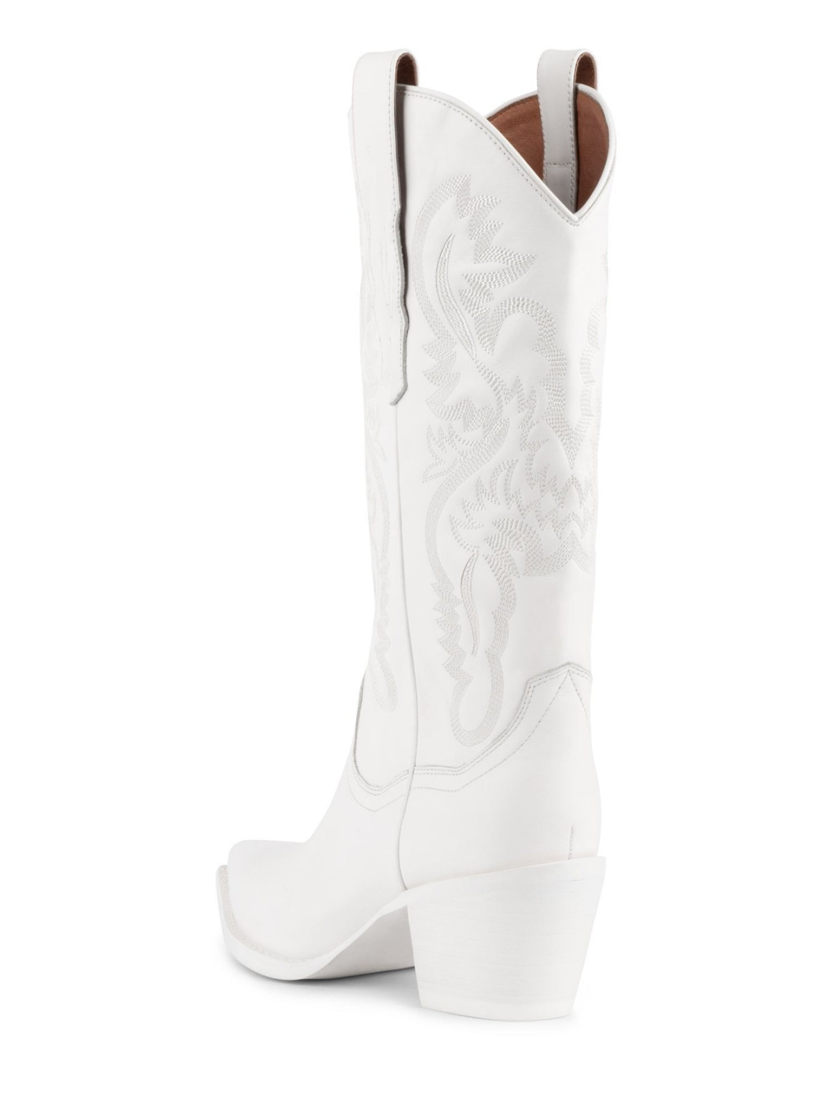 White Snip-Toe Western Embroidery Wide Mid Calf Tall Cowgirl Boots