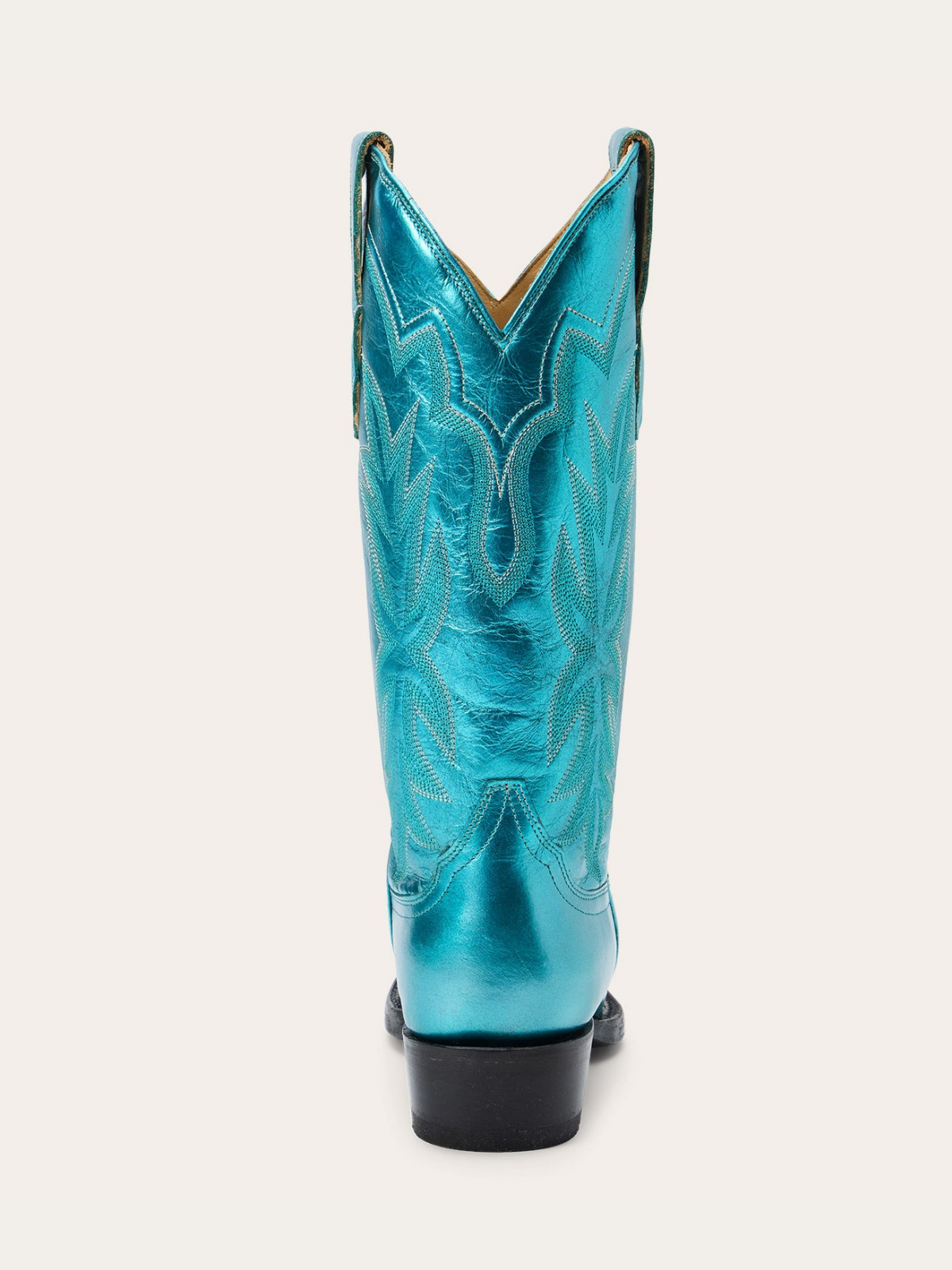 Metallic Green Snip-Toe Classic Embroidery Wide Mid Calf Cowgirl Boots