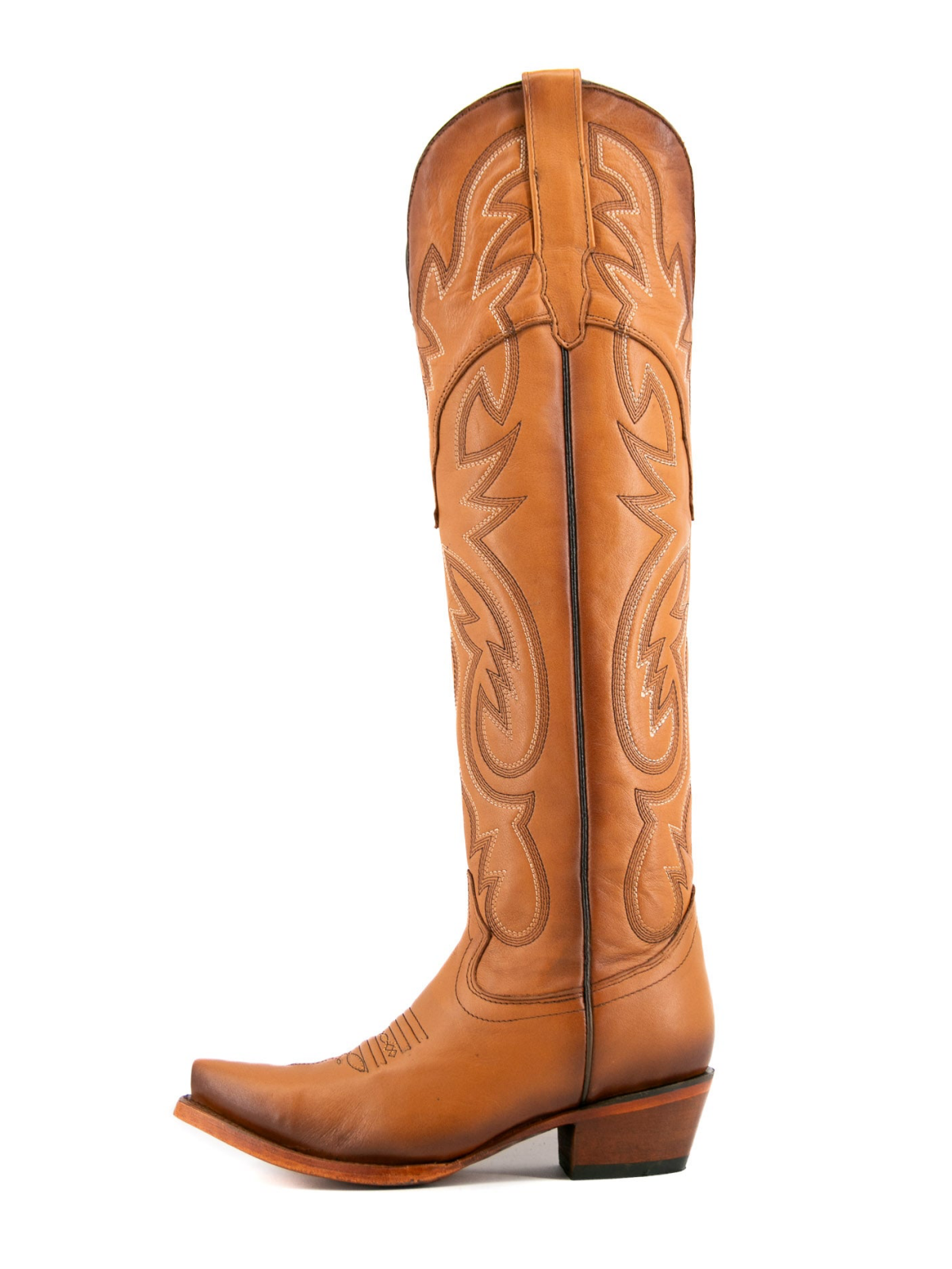 Honey Snip-Toe Western Embroidery Half-Zip Knee High Cowgirl Boots