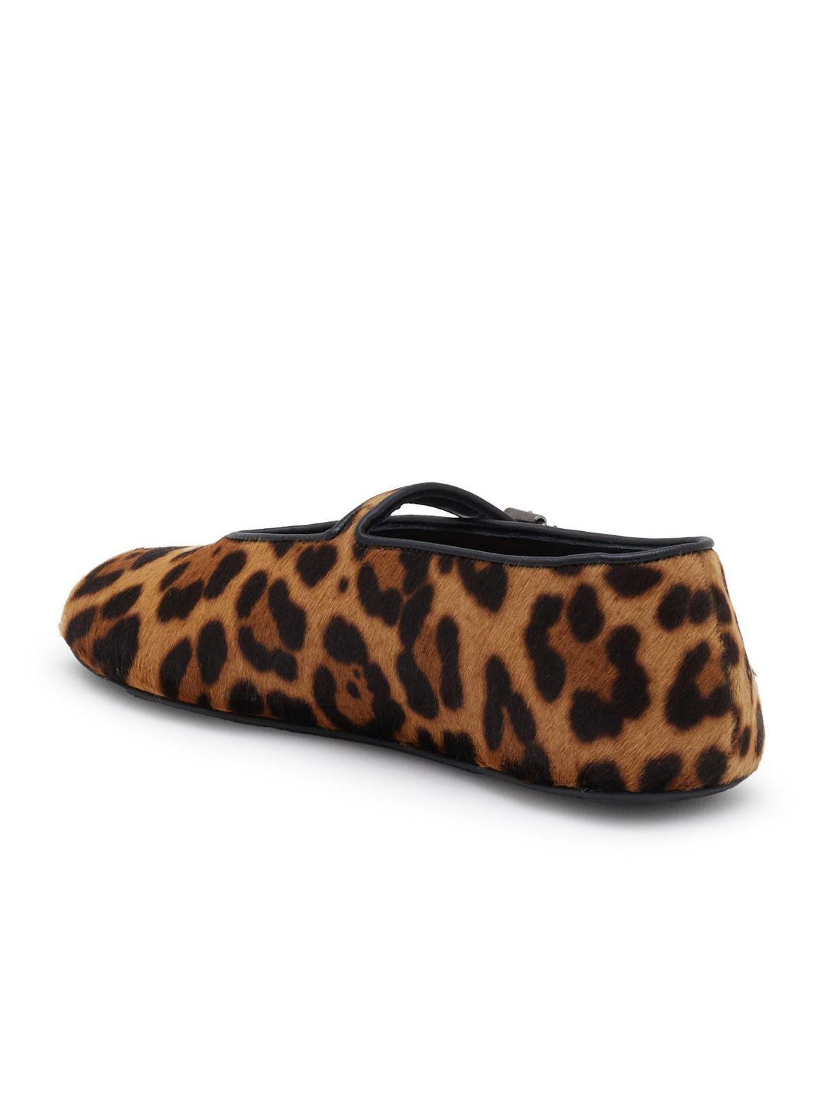 Leopard Faux Suede Round-Toe Bridge Strap Ballet Mary Janes Flats