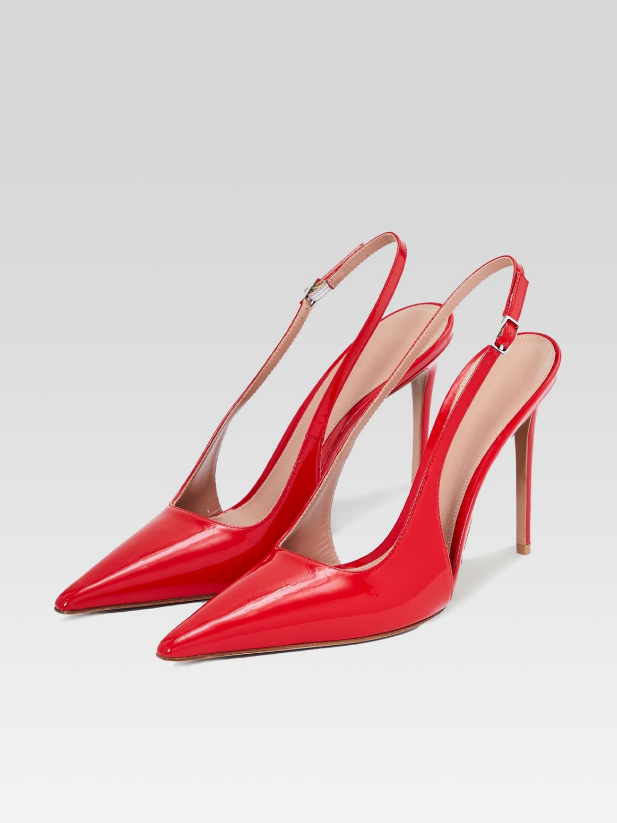 Patent Red Pointed-Toe Slingback High Heels