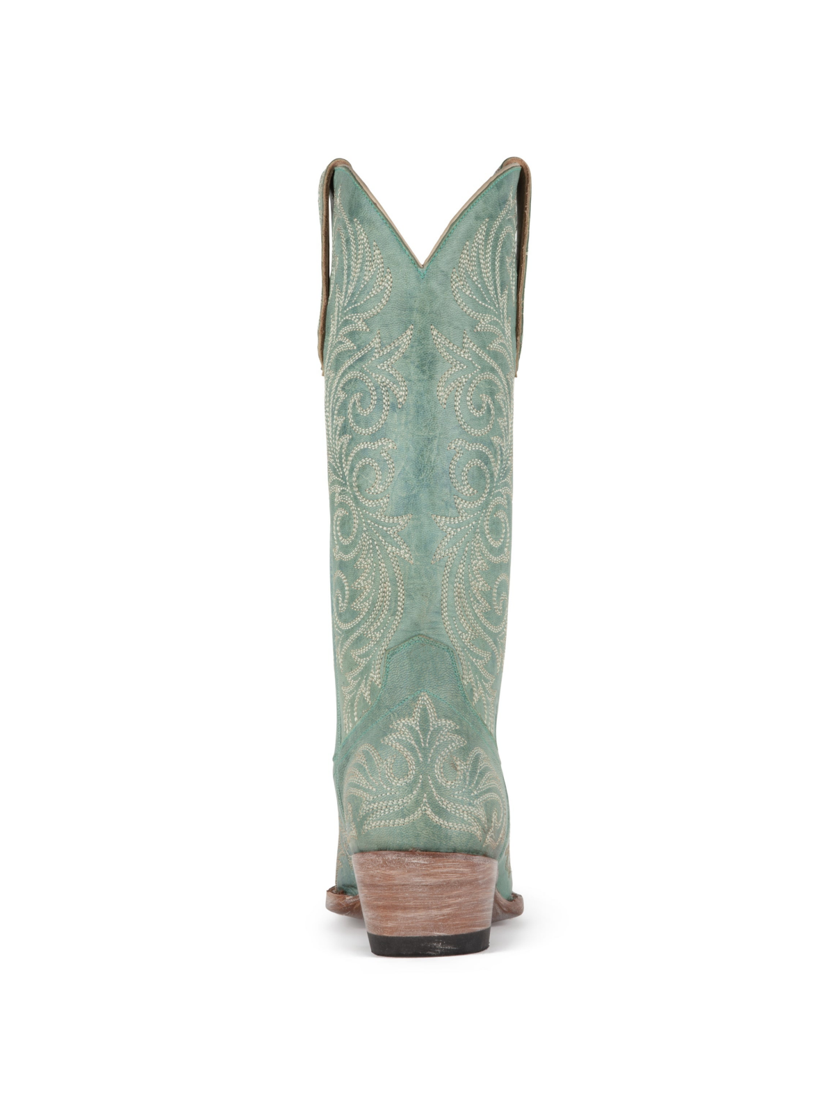 Aqua Snip-Toe Embroidery Wide Mid Calf Cowgirl Tall Boots